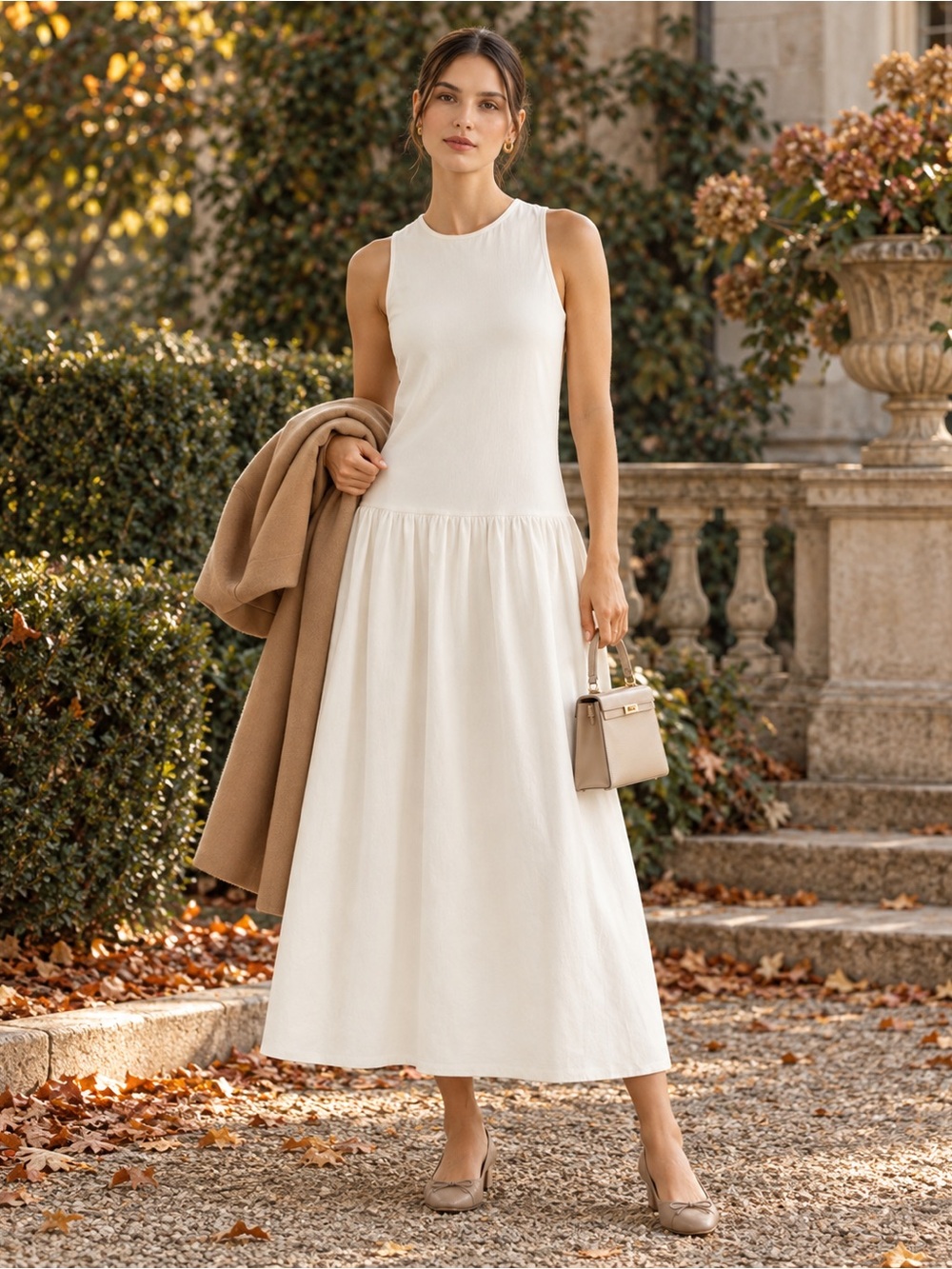 Alexia Admor Ivory Drop Waist Maxi Dress Size 6 NWT $265